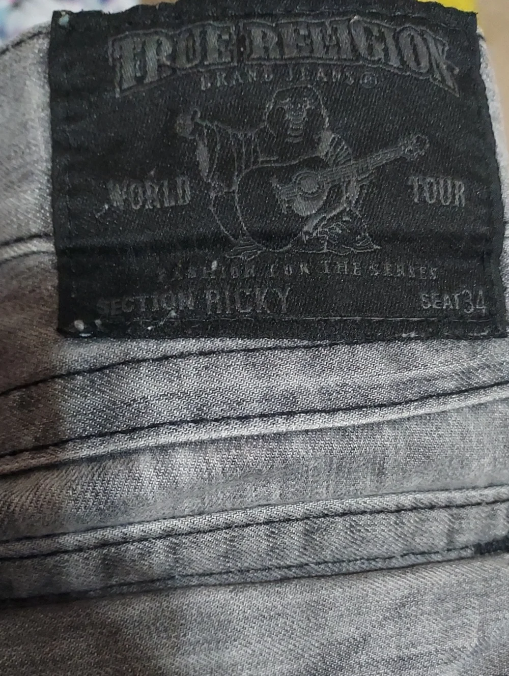 True Religion Gray Men's Straight-Leg Jeans - Casual Washed Finish Sz-34